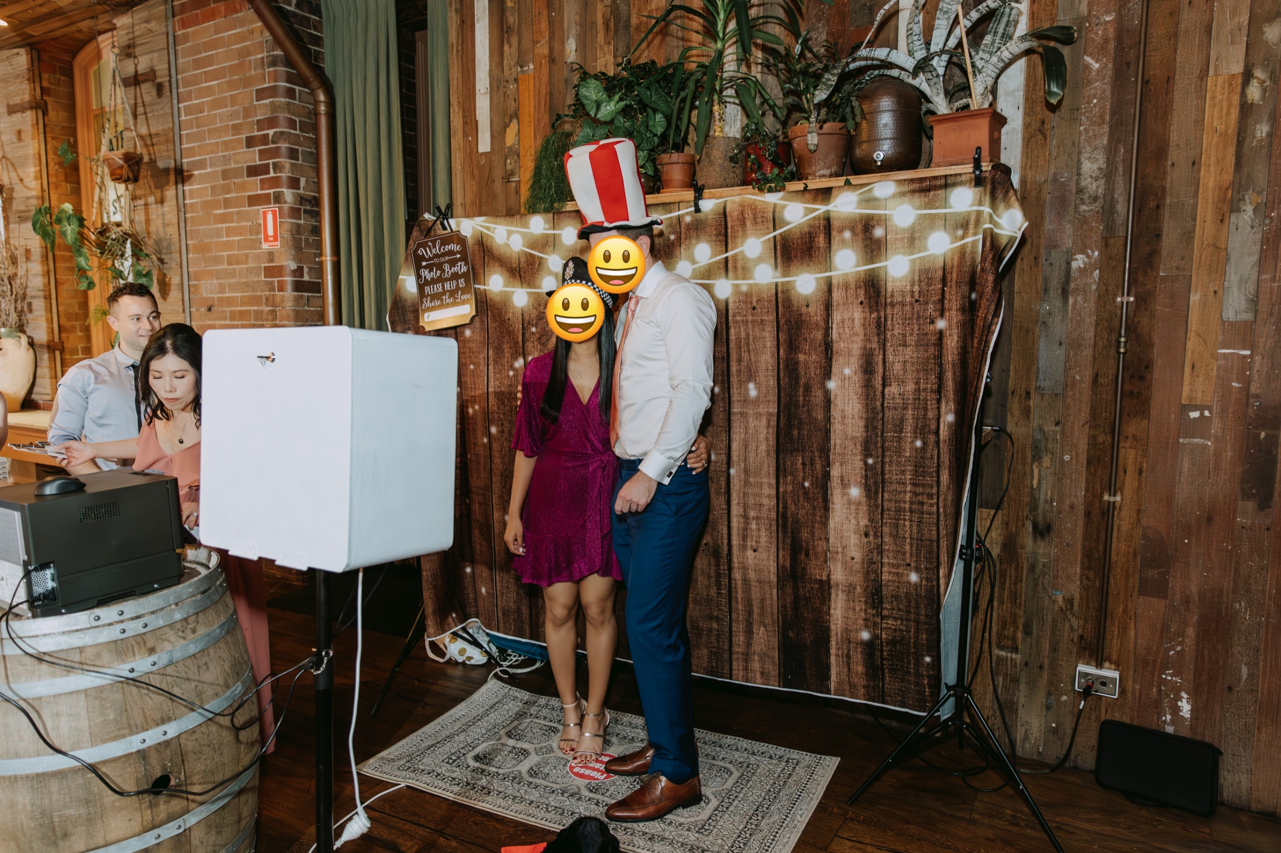 Guests enjoying the Snap This photobooth at a rustic Sydney wedding